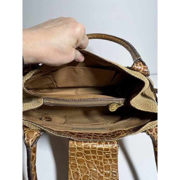 Eric Javits Tan Alligator Leather Woven Squishee Shopper Shoulder Handbag Tote - Picture 8 of 10